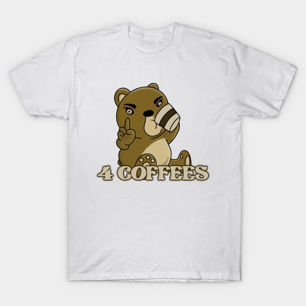 4 Coffees T-Shirt by Idanitee